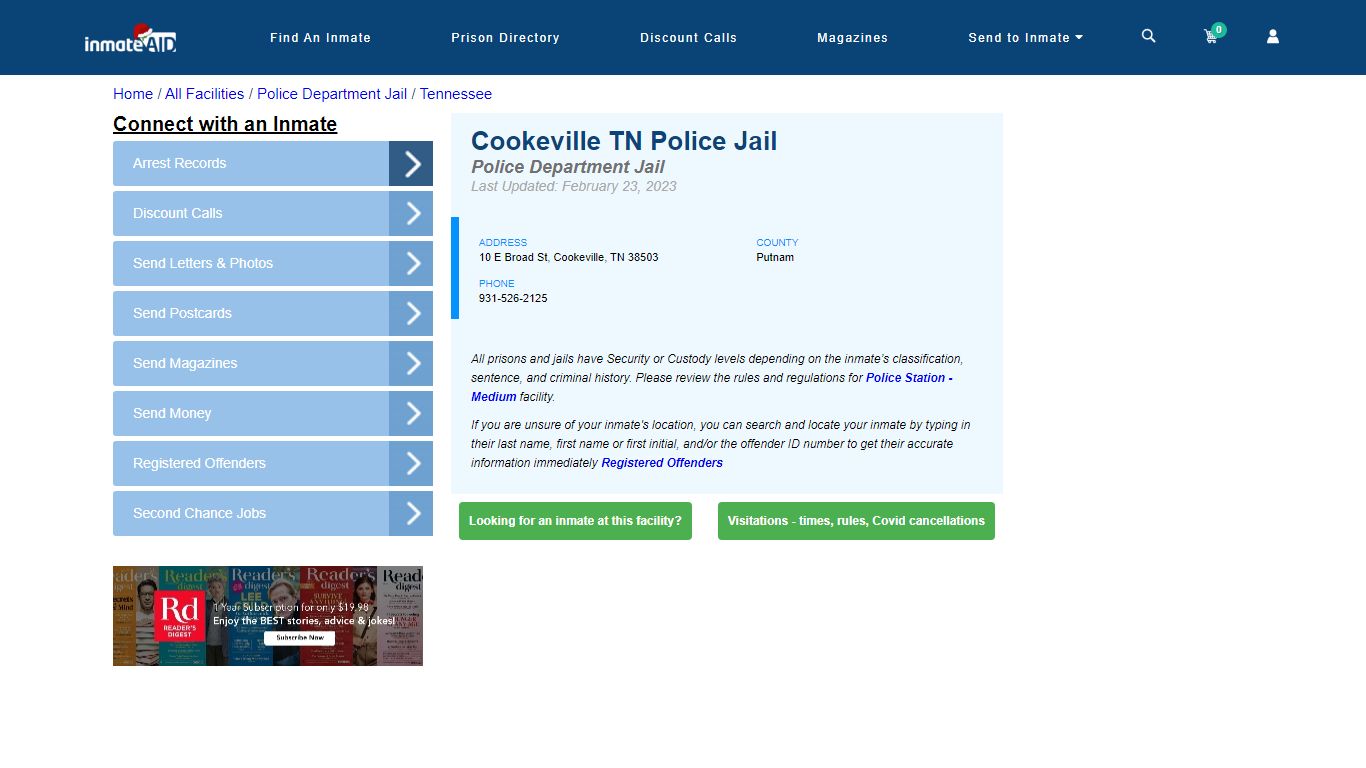 Cookeville TN Police Jail & Inmate Search - Cookeville, TN